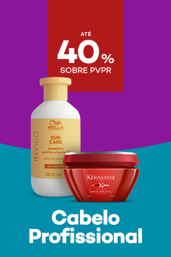 Produtos Cabelo Profissional com destaque promocional at&eacute; 40% sobre pre&ccedil;o de Venda ao P&uacute;blico Recomendado